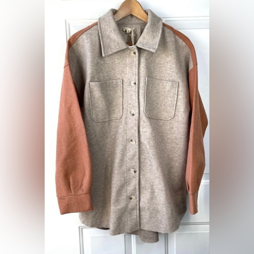 HEM & THREAD // SZ M // cozy & ultra soft colorblock shacket // retail $89